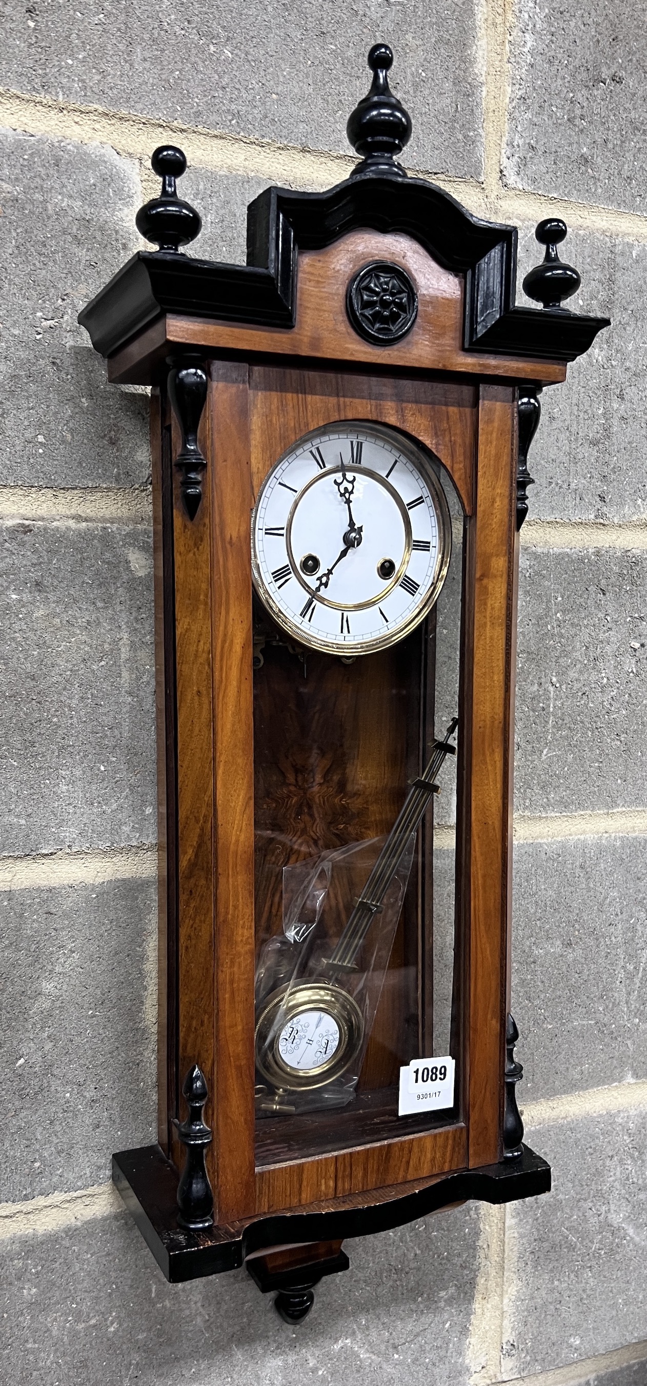 A late 19th century Vienna wall clock, height 80cm